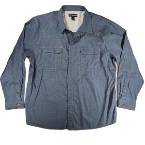 DRI DUCK 2XL Blue Work Shirt Button Front Long Sleeve Lined Utility
